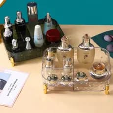 Organizador Transparente Luxo Multiuso | Caixa Decorativa para Maquiagem, Perfumes, Skincare e Bancada