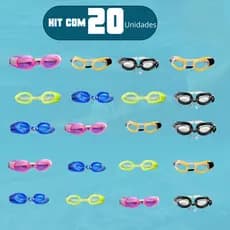 Kit Com 20 ou 30 Óculos de Natação Infantil Multicoloridos Com Protetor Ajustável Para Mergulho e Piscinas