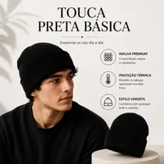 Touca Inverno Básica Preto Unissex