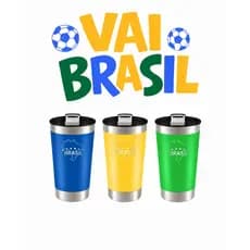COPO DO BRASIL TÉRMICO 473ML CORES VARIADAS - CELESTE