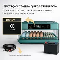 Chocadeira Automática Incubadora 130 Ovos Galinha Ovoscópio Elétrica Digital Viragem Automática