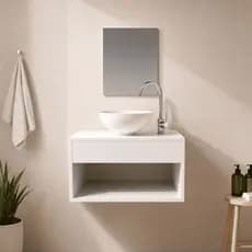 Gabinete Banheiro 50cm Cuba Branco Armário Suspenso Pia Lavabo Lavatório Nicho