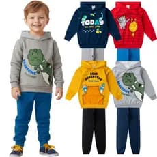 Kit 4 Peças Moletom Atacado Barato Masculino Menino Infantil 2 Conjuntos Roupas Frio Casaco + Calça