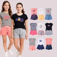 Kit  Conjunto 10 a 16 Infantil Menina Juvenil 6 peças Blogueirinha Shorts Blusa Roupa Feminino Verão
