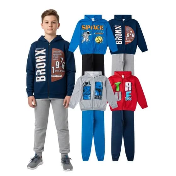 Kit 3 Conjuntos Moletom Menino Infantil Peluciado Inverno 6 Peças Capuz 10 a 14 Anos Roupa de Frio