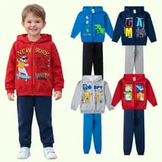 Kit 04 Peças 1 ao 8 Roupa Infantil Masculino Moletom Capuz Menino Inverno Conjunto Barato Estiloso