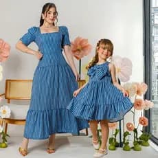 Kit Vestido Infantil Tal Mae Filha Combinadinho Feminino Adulto Longo Roupa Elegante Estampado