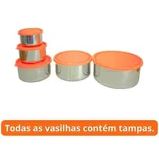 Kit 5 Potes Alumínio Redondo Com Tampa De Plástico 500ml a 6L Potes Empilháveis Potes Organizadores
