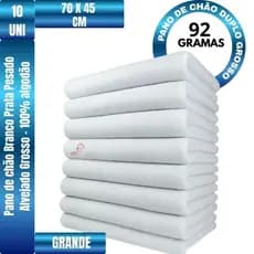 Kit 10 Pano De Chão Alvejado Branco Grosso 92g 70x45cm Saco Duplo Costurado Algodão Alta Absorção