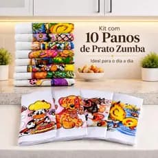 Pano De Prato Estampas Coloridas e Sortidas Bainha Sacaria Kit Com 10 Peças