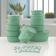 Conjunto 10 Potes 1 Jarra Marmita Organizador Plasticos - Marmita Armazena Alimento