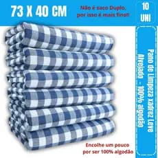 Pano De Chão  Limpeza Xadrez Azul 100% Algodão Folha Única com Overloque – Não é Saco Costurado