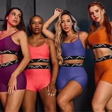 Conjunto Feminino Academia Suplex Poliamida Top e Short Com Elástico Personalizado AVA Fitness Power