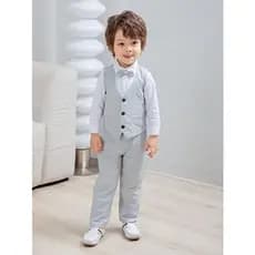 Colete social masculino infantil cinza claro oxford - exclusivo casamentos!