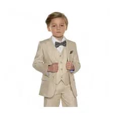 colete social masculino oxford infantil bege - exclusivo!