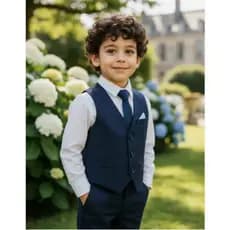 Colete Social Masculino Oxford Infantil Juvenil Azul Marinho Promoção