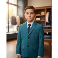 Terno Infantil Juvenil Slim Masculino Azul Turquesa Queima de Estoque