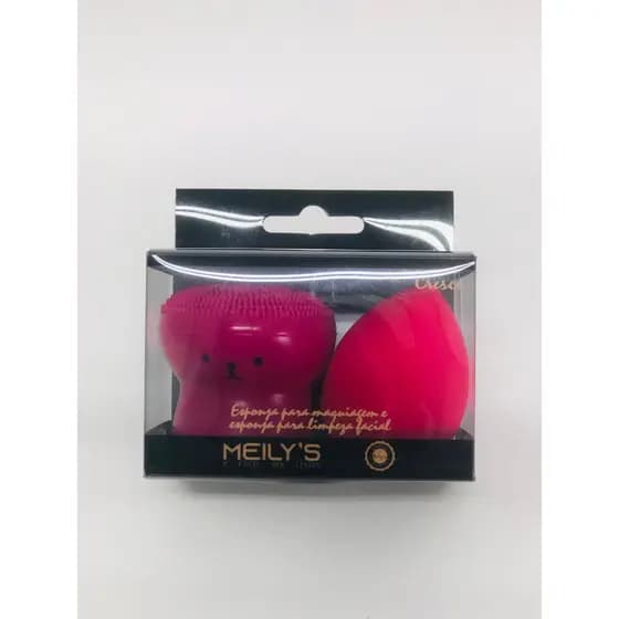 Kit 2 esponjas - Esponja de maquiagem + Esponja de polvo para limpeza facial - Meilys