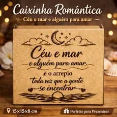 Caixinha Flip Flop MDF 15x15x08 – Presente Romântico “Céu e Mar e Alguém para Amar” dia dos namorados namorada presente