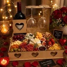 Bandeja para vinho e taça dia das mães dia namorados dia dos pais kit presente barato
