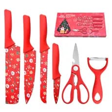 Jogo de 6 facas Original Rosa Preto ou Colorido Antiaderente Profissional De Cozinha Faqueiro Gourmet Grossa