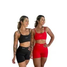 Kit 2 Conjuntos Top e Shorts Meia Coxa Cinturado