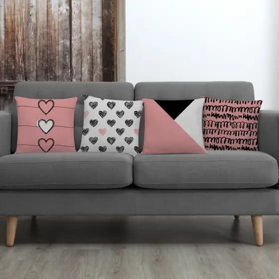 Kit Com 04 Capas De Almofadas Modernas Para Sofá Decorativas 45x45 Em Oxford