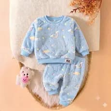 Conjunto em Fleece de Frio Blusa e Calça Infantil Menino e Menina Unissex Inverno