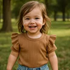 Blusa de manga curta com babado infantil feminina verão bebê