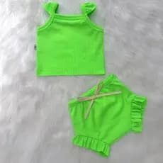 Conjunto Regata e Shorts Neon Bebê Menina Verão