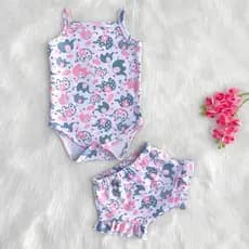 Conjunto Fru-fru de alcinha Body Shorts Bebê Menina Verão 100% Algodão