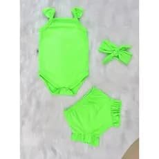 Conjunto Fru-fru Body e Shorts Neon Bebê Menina Verão