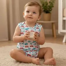 Conjunto Infantil Body Regata Gola Redonda e Shortinho Estampado Desenhos Menino Bebê RN Verão