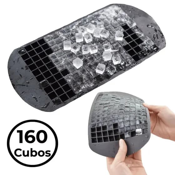 Forma De Gelo Silicone 160 Cubos Bebidas Drink Forminha Rígida e Fundo Flexível Multiuso Lavável