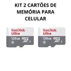 Kit 2 cartões de memória 128gb ultra muito mais memória smartphone