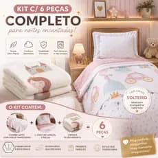 Kit Colcha Cobre Leito Infantil Lencol Lençol Cama Solteiro Manta Flanela Bailarina Unicornio Princesa Astronauta 6 peça