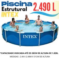 PISCINA INTEX REDONDA DE ESTRUTURA METÁLICA 2.490 LITROS, EM PVC TRIPLO C/ MALHA DE POLIÉSTER.