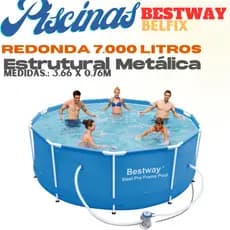 Piscina Gigante Belfix | Bestway 7.000 Litros Estrutural 3.66M.