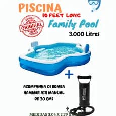 Piscina Family Pool  Spa 3.000 Litros c/ Encostos e Assentos - Original Acompanha a Bomba de Inflar.