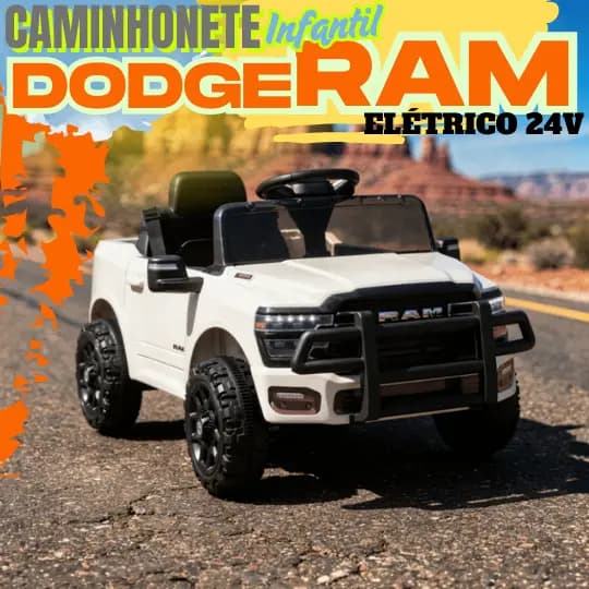 CARRO ELÉTRICO INFANTIL CAMINHONETE DODGE RAM 24V C/ CONTROLE REMOTO.