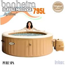 Banheira Pure Spa Intex Bubble Massage 795L Hidromassagem Ofurô Jacuzzi Deluxe Pronta p/ Montagem