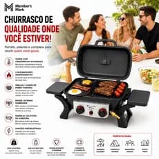 CHURRASQUEIRA À GÁS MUNDAÚ 2 QUEIMADORES PORTATÍL GRILL TAMPA TERMÔMETRO BANDEJAS CHAPA PARRILHA
