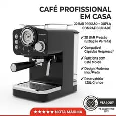 LANÇAMENTO! Café Profissional Máquina Cafeteira Espresso 20 Bar 1,25L Nespresso Cápsulas e Pó - 127V