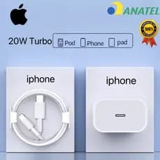 Carregador Original Para iPhone 11 12 13 14 15 16 Fonte + Cabo 20w PD Turbo Rapido Tipo C Lightning