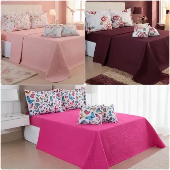 CASAL QUEEN Cobre Leito Colcha PROVENCE Matelado Ultrassônico Premium Toque Mácio Luxo 5 Peças
