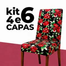 KIT 4 ou 6 Capa de Cadeira Sala de Jantar Premium Elásticada Malha Gel Estampada Floral e Lisa Luxo