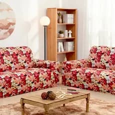 KIT Capa de Sofá Coladinha Adere Floral 2 Pçs - 02 e 03 Lugares - Estampada ou Lisa -