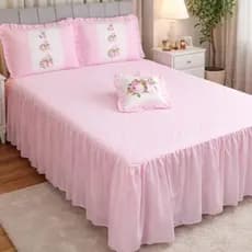 KIT Colcha Cobre Leito Sofia Rosa Casal - 04 Peças - com Porta Travesseiro e Porta Almofada -