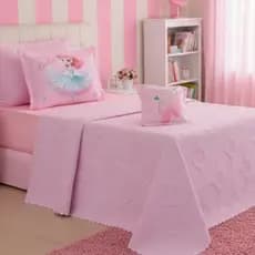SOLTEIRO Cobre Leito Colcha Infantil Menina DIVINA BAILARINA - 03 Peças - Matelado Ultrassônico