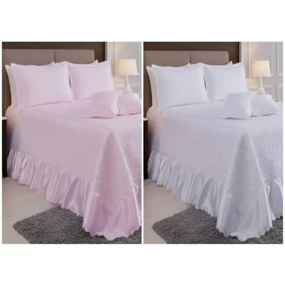 KIT Cobre Leito Colcha Athena Queen Luxo Premium Matelado Ultrassônico - 05 Peças -